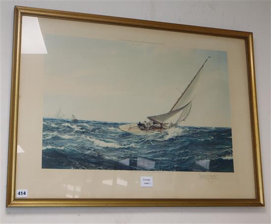 Montague Dawson, limited edition print, The Winning Tack, signed in pencil, overall 56 x 79cm